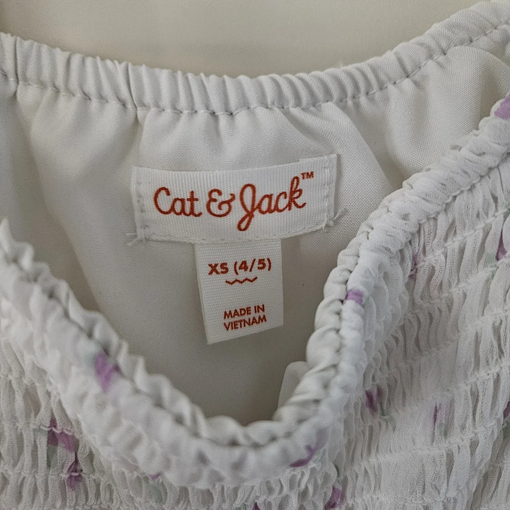 Cat & Jack - Girl's White Floral Accent Dress